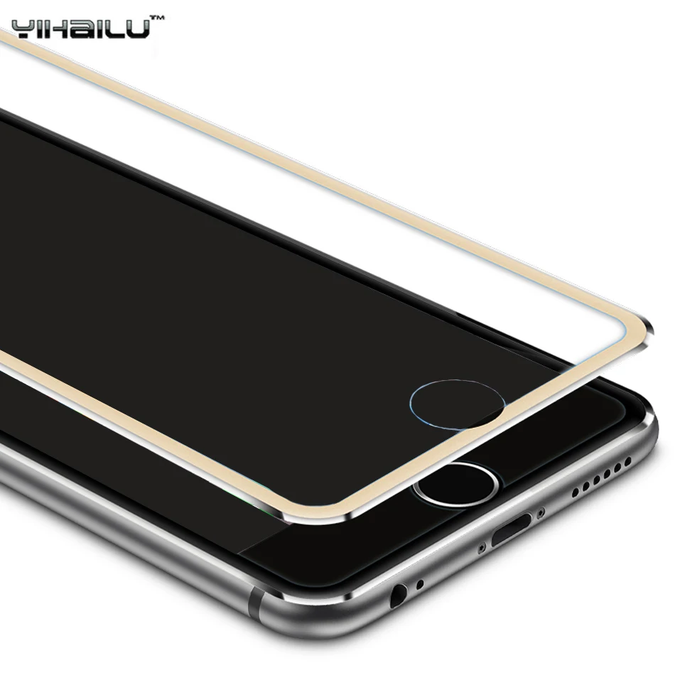 3D Full Cover Tempered Glass For iPhone 6 4.7" Titanium Metal Curved