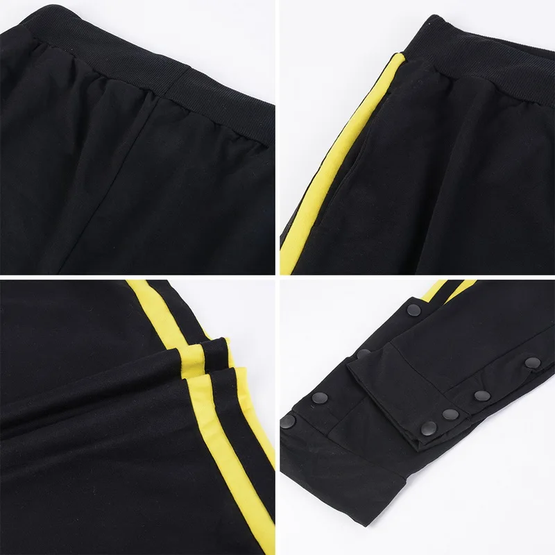 Laamei Hip Hop Men's Hare Trousers Striped Men's Jogging Pants Tether Rope Color Matching Feet Trousers Men's Streetwear Trouser