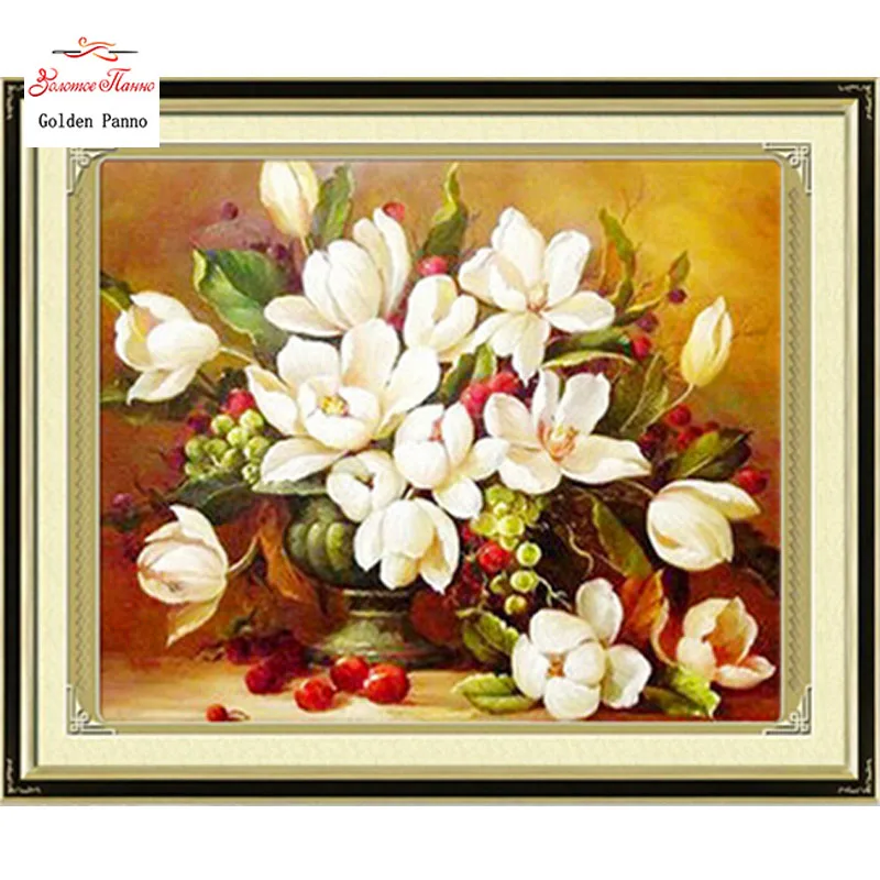 

Needlework,DIY DMC Cross stitch,Sets For Embroidery kits, white flowers pattern Counted Cross-Stitching,factory direct sale