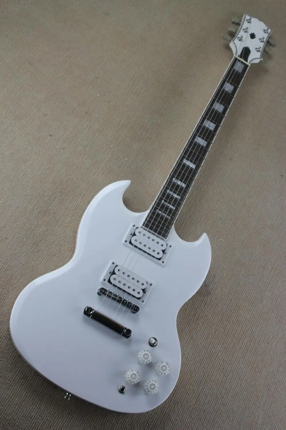 

Chinese instrument shop best guitar custom SG snow white color square inlay Fret Board ,Stock guitars, Free shipping! 10 25
