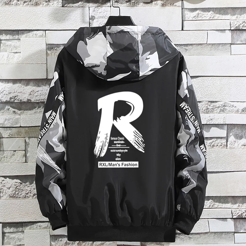 

2019 Spring Autumn Windbreaker Hooded Jackets Men Oversize 5XL Brand Tracksuit Jacket Fashion Streetwear Mens Coats and Jackets