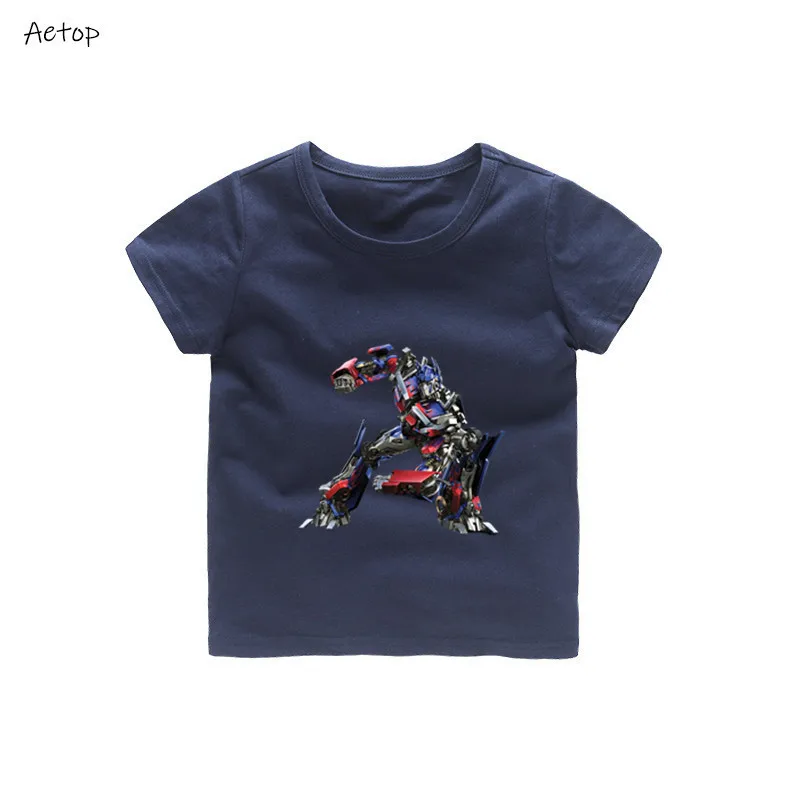Детская футболка с принтом «трансформация», детские летние топы, классная футболка для мальчиков и девочек, повседневная одежда для малышей, b212