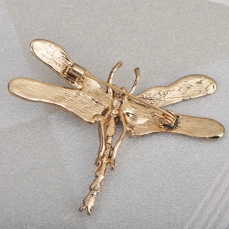 Blucome New Arrival Insects Dragonfly Shape Brooch Pins For Women Girls Clothes Accessories Bag Scarf Buckle Gold Color Jewelry
