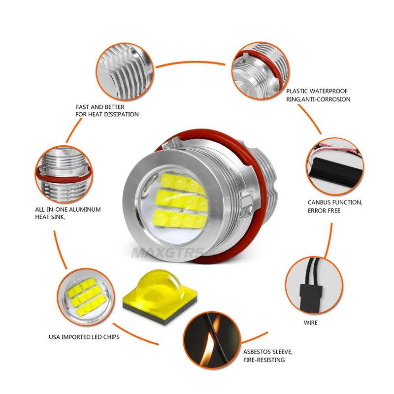 1 комплект 2*60 Вт 120 Вт светодиодный набор маркеров E39 6500K CREE Чип Белый DRL кольцевые лампы без ошибок для E60 E63 E65 E53 E83 E87 E39 L