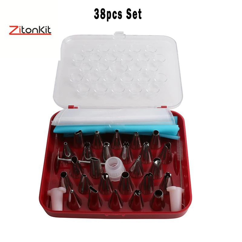 

38pcs/set Pastry Nozzles for Cake Decorating Tools Icing Piping Cream Bag Dessert Baking Stainless Steel Fondant Cake mold Box
