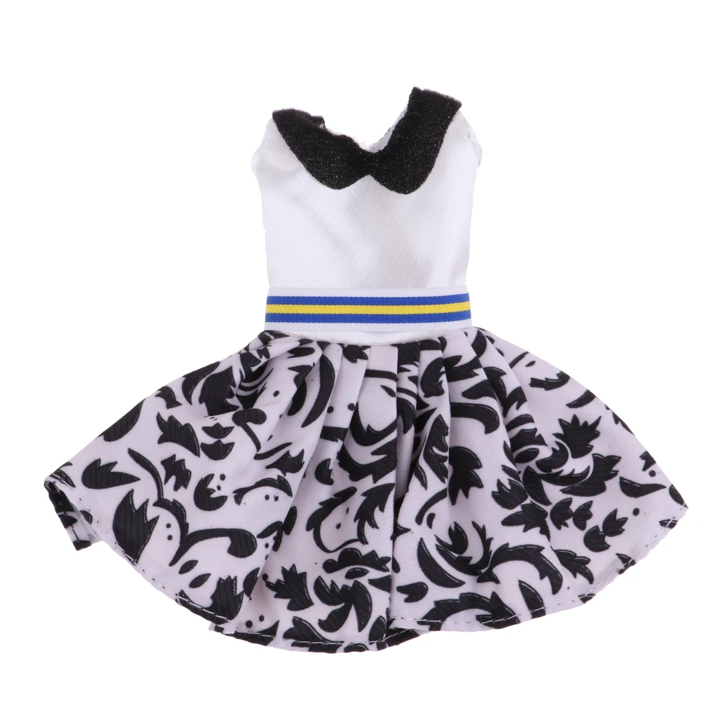 Casual Sleeveless Dress Black And White Mixed Color Dress For  Dolls 30cm Fashionable Dress For Dolls