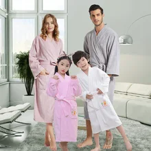 Cotton hotel bathrobe autumn and winter thickening plus long nightgown couple absorbent kimono collar bathrobe Cotton hotel bathrobe autumn and winter thickening plus long nightgown couple absorbent kimono collar bathrobe