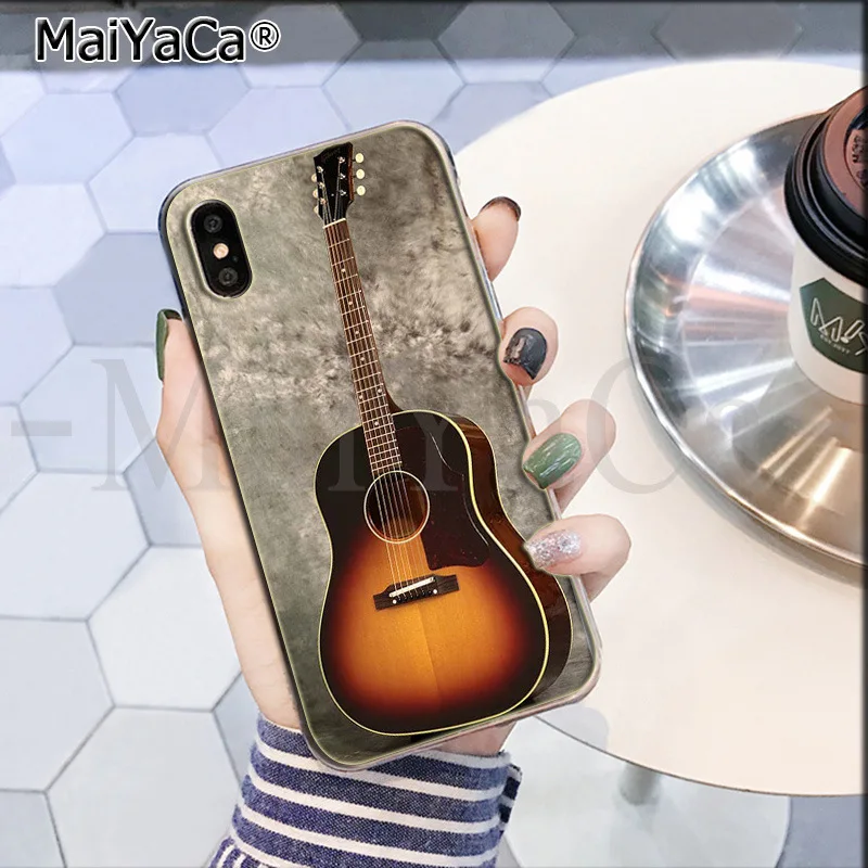 MaiYaCa любовь гитара gibson музыка DIY Окрашенные красивые аксессуары для телефонов Чехол для iPhone 8 7 6 6S Plus X XS max 10 5 5S SE XR