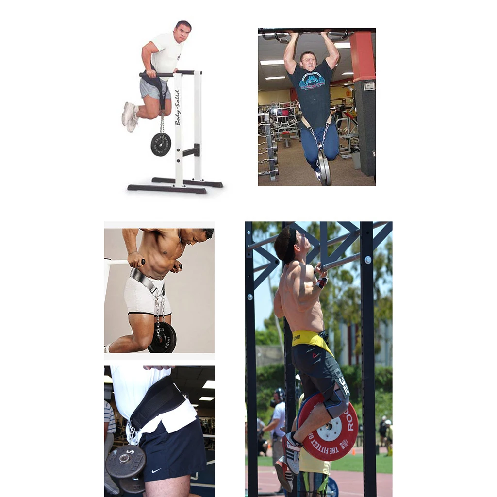 

Gym Training Back Dipping Dip Belt Body Building Weight Lifting with Metal Chain Unisex Waist Trimmers Strength Training