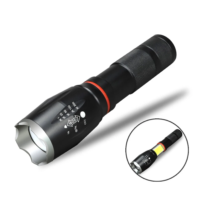 

COB LED Flashlight Torch Rechargeable Portable Mini T6 LED Flashlight Outdoor Camping Light Zoom Portable Waterproof LED