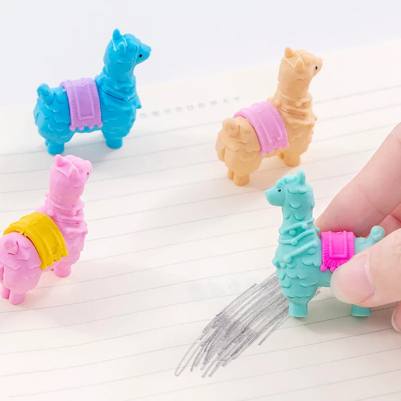 

24 Pcs Cute Alpaca Creative Eraser Pencil Student Stationery Eraser Cartoon Eraser Wholesale Kawaii School Supplies