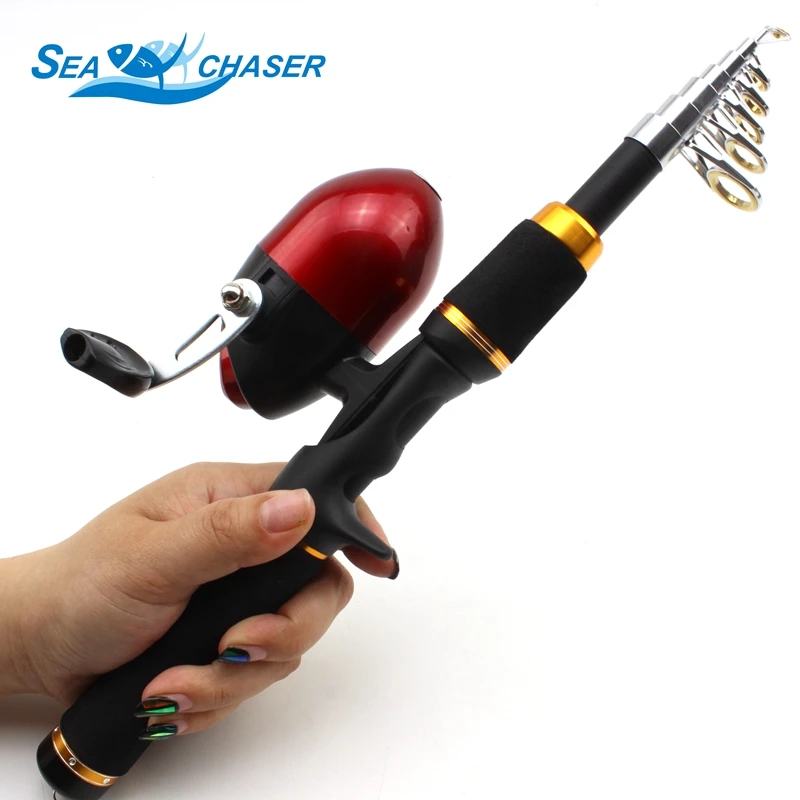 NEW High Quality 1.65m carbon Telescopic Fishing Rod Reel Portable Travel Baitcasting Fishing Rod Casting Rods Combo