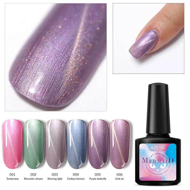 Azure Beauty 6 шт./лот УФ Гель лак для ногтей с кошачьими глазами Полупостоянный