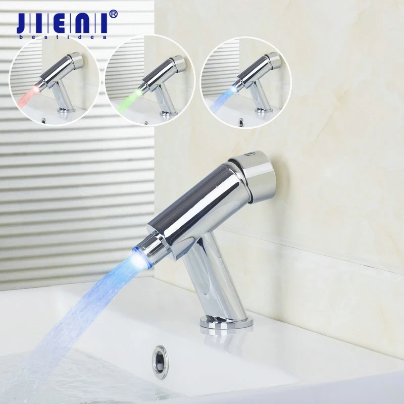 

Basin Faucet Torneira LED Light Waterfall Spout Bathroom Chrome Deck Mount Single Handle Sink Faucets,Mixer Tap