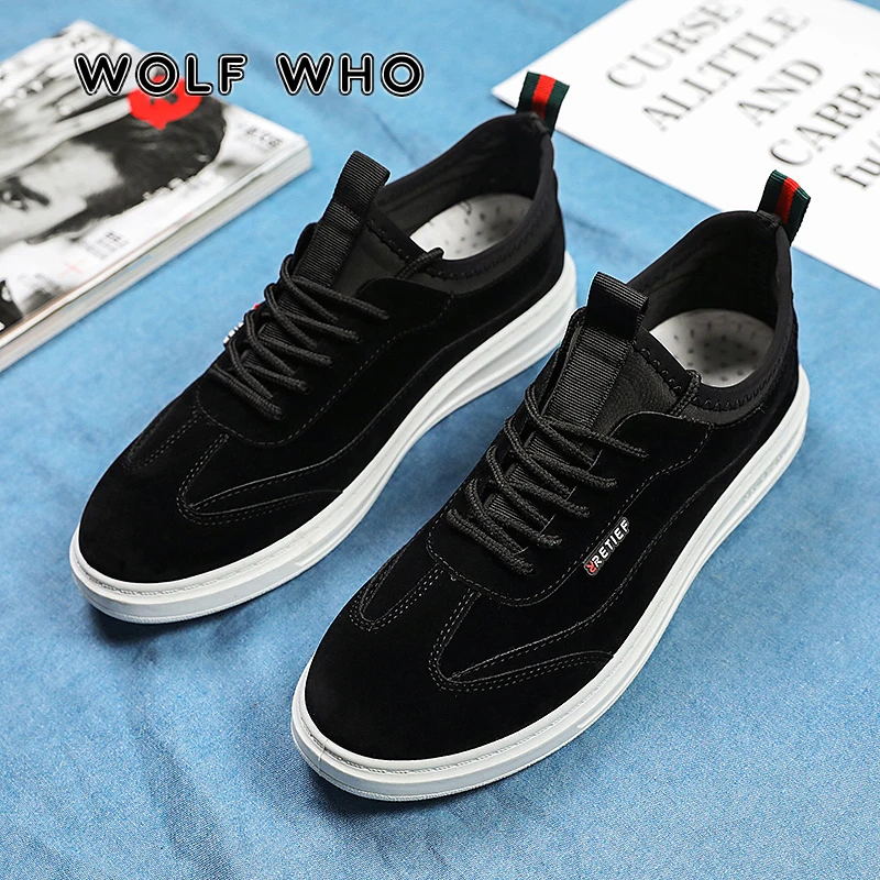 

WOLF WHO 2019 New Sneakers Male Flats Comfortable Casual Shoes Men's Leather Breathable Outdoor Footwears Zapatos Hombre X-031