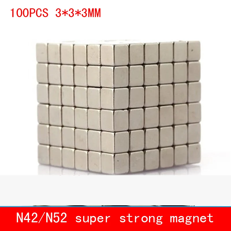 

wholesale 100PCS 3*3*3mm mini cube strong N42 N52 magnet Neodymium magnets 3x3x3mm
