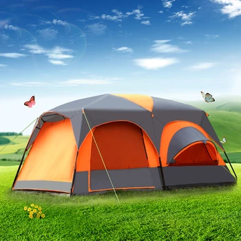 

New 8-12 Person Double Layer One Hall Two Bedroom Waterproof Super Strong Camping Tent Large Gazebo Large Tent