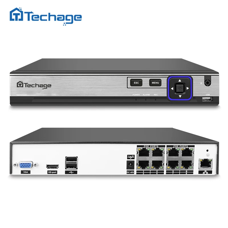 Techage H.265 H.264 8CH 4MP POE NVR Security Surveillance CCTV System P2P ONVIF 4*5MP/ 8*4MP IP Camera Network Video Recorder Techage H.265 H.264 8CH 4MP POE NVR Security Surveillance CCTV System P2P ONVIF 4*5MP/ 8*4MP IP Camera Network Video Recorder