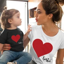 Mom and Me Clothes Mother Daughter Matching Family Outfits T Shirt Mom Kids Baby Girls Sweet Cotton Heart Printed Top Mom and Me Clothes Mother Daughter Matching Family Outfits T Shirt Mom Kids Baby Girls Sweet Cotton Heart Printed Top