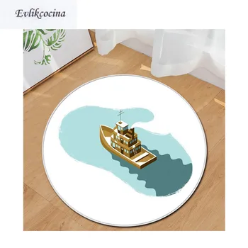 

Free Shipping Sailing Cartoon Round Non-Slip Absorbent Bath Mat Area Rug for Living Room Bedroom Floor Carpet Tapete Infantil