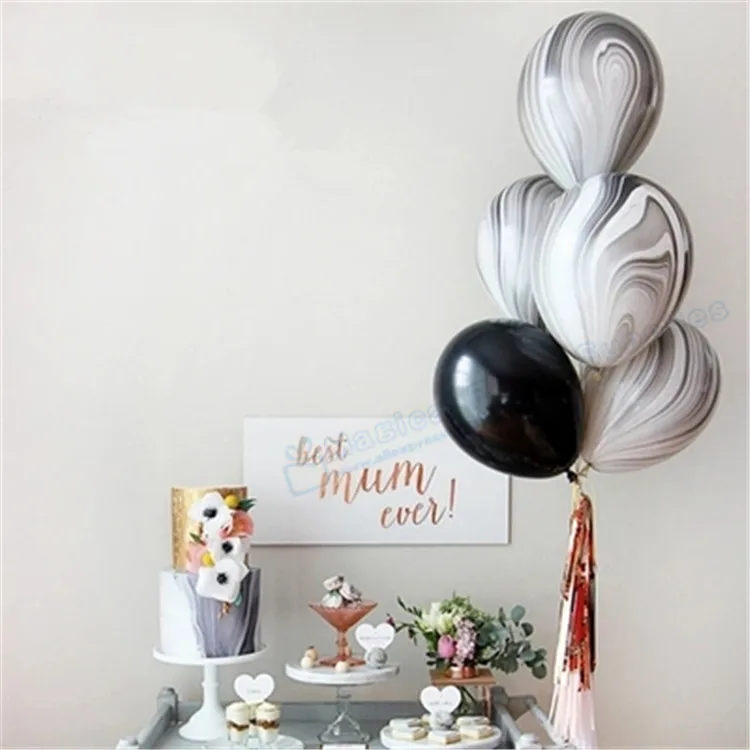 50 шт. мраморные воздушные шары черно-белые латексные шары классическое оформление вечеринки Свадебный день рождения, детский душ