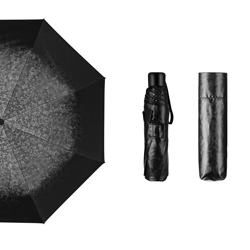 

Creative Ultralight Small black umbrella Tri-fold Sunscreen Vinyl umbrella custom made Folding anti-UV 3D pattern umbrella