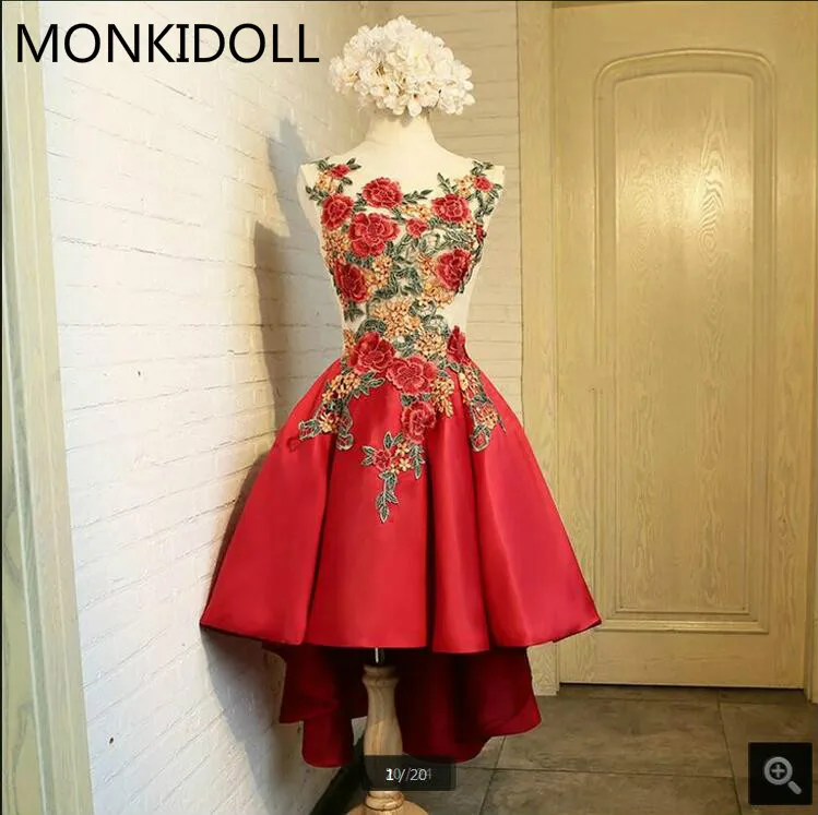 

Short high low homecoming dresses real picture tea length sleeveless lace appliques homecoming gowns pearls corset sheer dresses