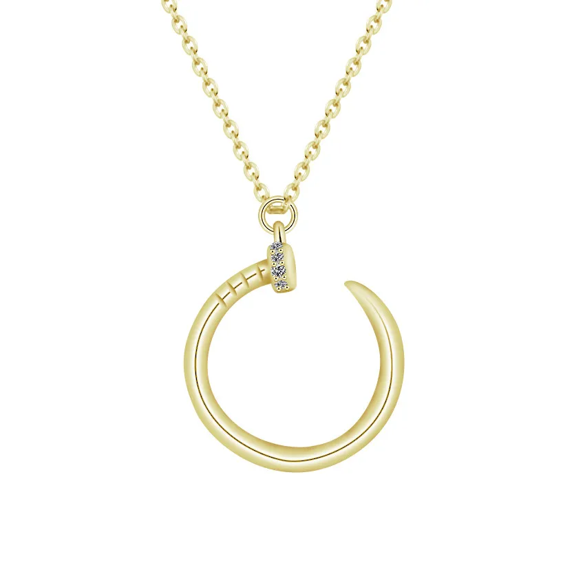 Simple Modern Nails Necklace Pendant Gold Filled Statement Nail