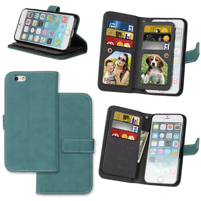 For Apple iPhone 6 Case Luxury leather Flip cover sFor iPhone 6S Multifunction Nine cards Wallet Protective phone bag for iphone6 case cover39