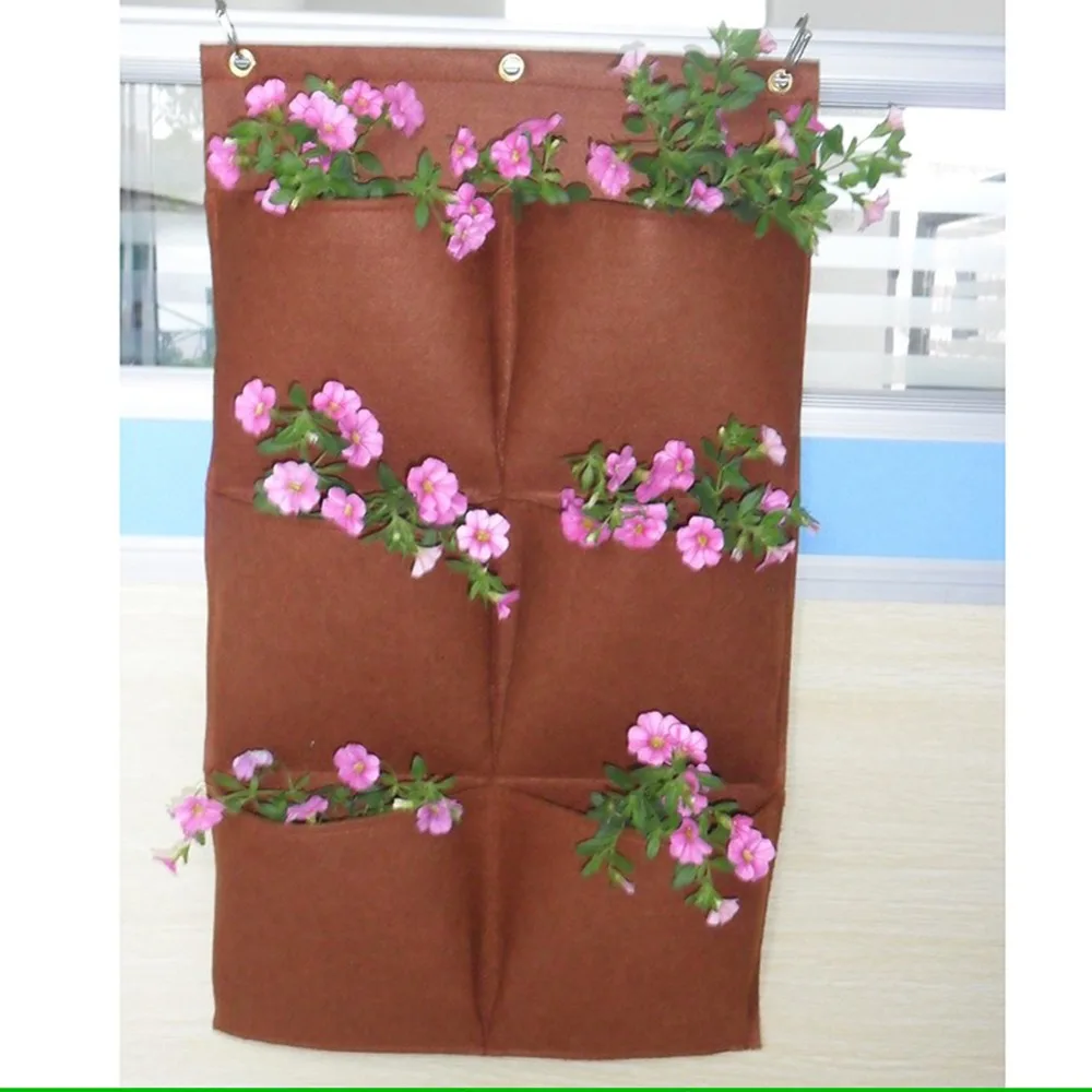 6 Pocket Felt Wall mounted planters vase Outdoor Vertical Gardening