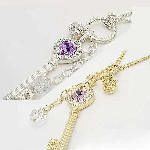 Free Shipping Korean Version of Paragraph Amethyst Love Golden Crown Key Chain Necklace A502 A503 | Украшения и аксессуары