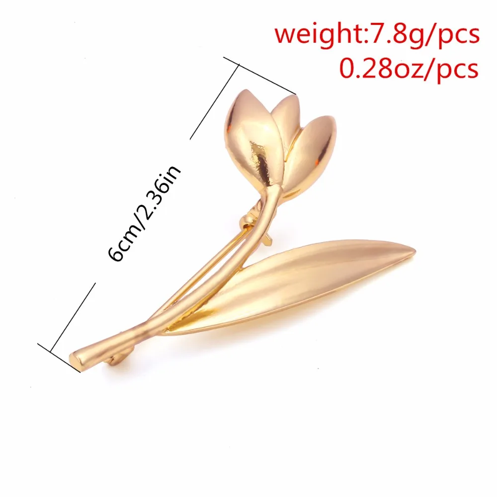 Simple Vintage Broches Mujer Pin flower Leaf Brooch Gold Color Brooches Pins Exquisite Collar For Women Dance Party Accessories