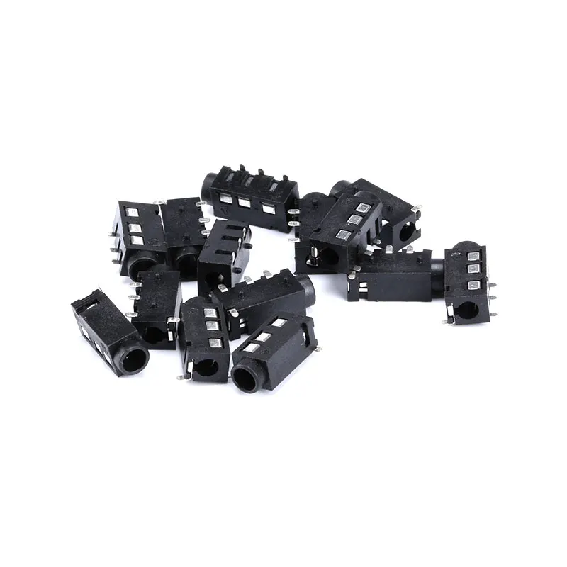 10PCS 3.5mm jack Female Audio Connector 4 Pin DIP Headphone Jack Socket PJ-320A PJ320A Audio Interface Audio Jack Black (1)