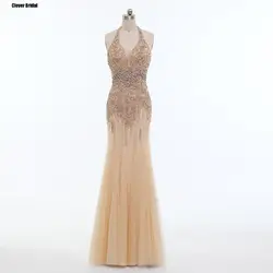 Cabestro rebordear lentejuelas Cristales Пьедрас шампанское de lujo Vestidos de gala Largos 2017 Elegantes пикантные para ni как