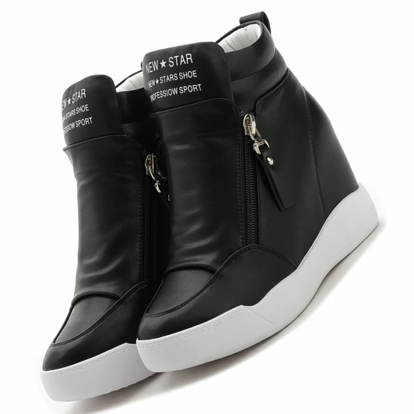 GOGORUNS high top running shoes women flat sole side zipper increased