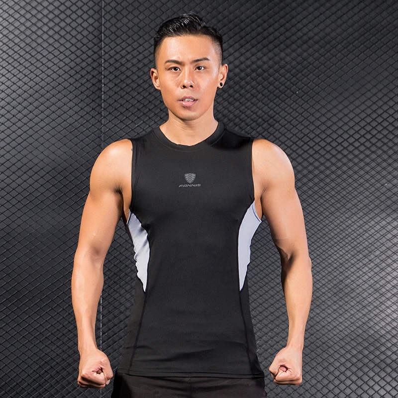 FANNAI Running Vest Dry Fit Training Workout Gym Men Shirt Tank Top Fitness Tight Sport Suit Sleeveless Men's T-Shirt Crossfit