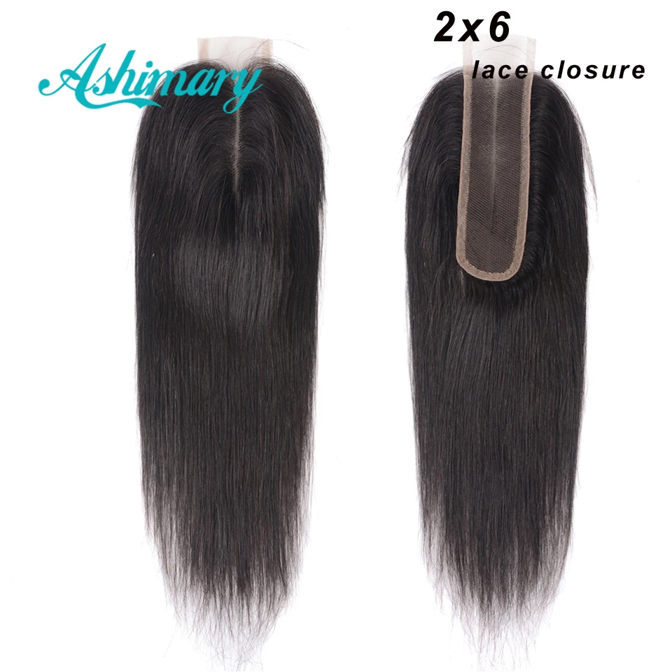 Ashimary прямые человеческие волосы 2x6 кружевные 100% бразильские средняя часть 8-20