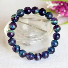Высокое качество натуральный фиолетовый синий флюорит Рог изобилия Гладкий Круглый готовой стрейч браслеты бусины 10 мм
