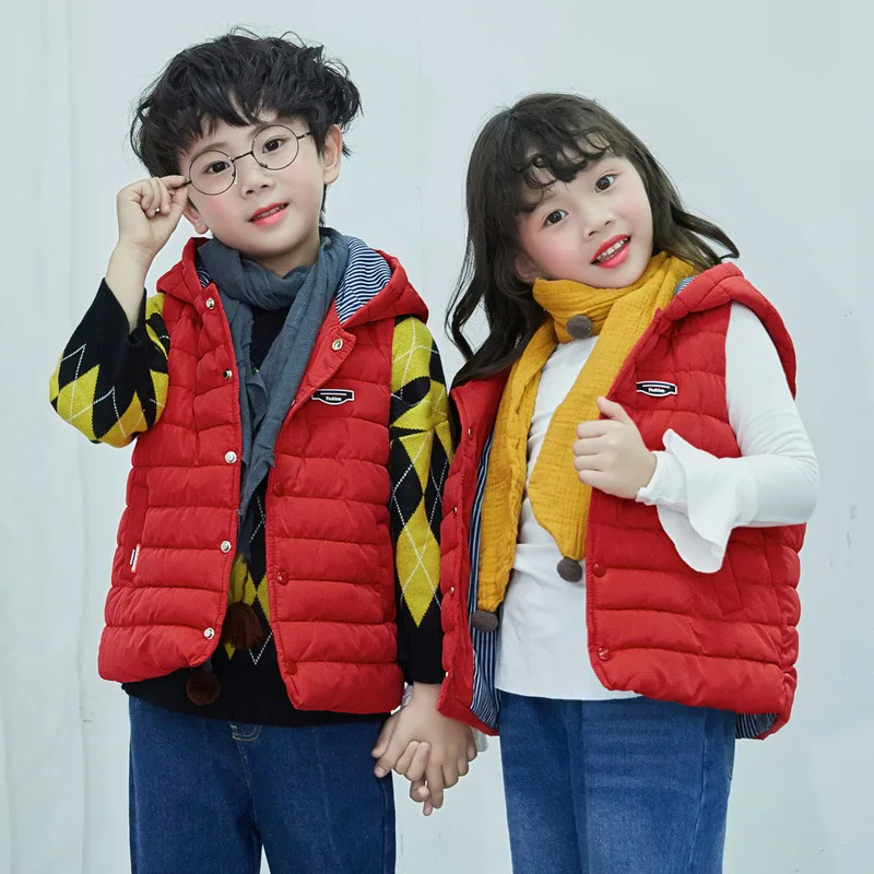 

New Children Autumn Winter Vest for 2-7T Boys Baby Kids Thick Cartoon Hooded Warm Waistcoat Clothing Boby Boys Girls Outerwear