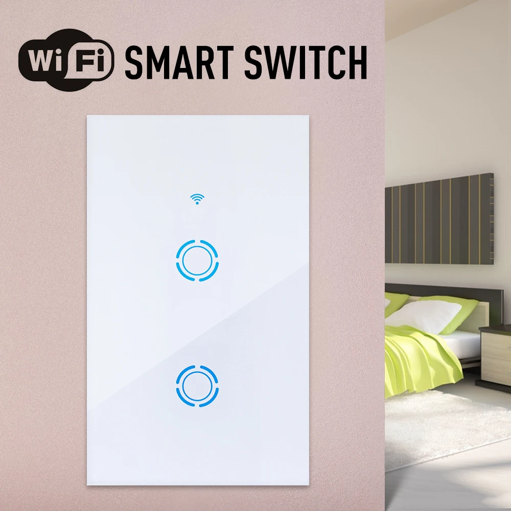 

US standard 1/2/3 Gang Smart Touch Light Switch WiFi/Voice/eWeLink Remote control Touch Panel Wall Switch work with alexa