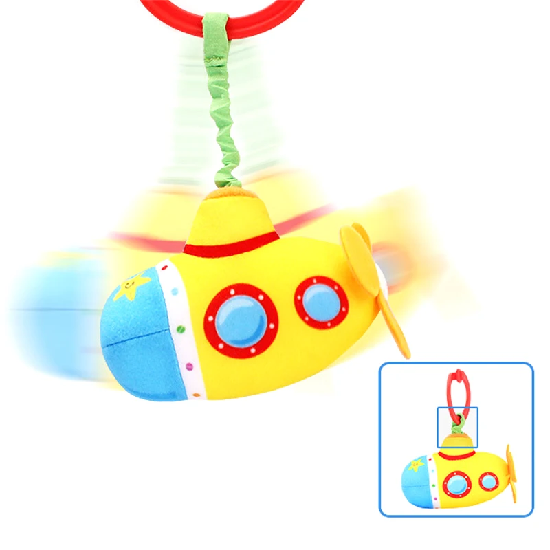 Sozzy Plush Infant Baby Toys Handbells Rattles Handle Pull Shock Toys Car Rocket boat Plane Submarine Baby Bed Stroller Hanging