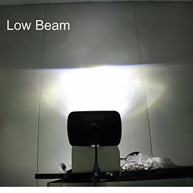 Square LED Headlights Projector with High Low Beam DRL Driving Lamp For Truck Jeep Offroad Car - Black