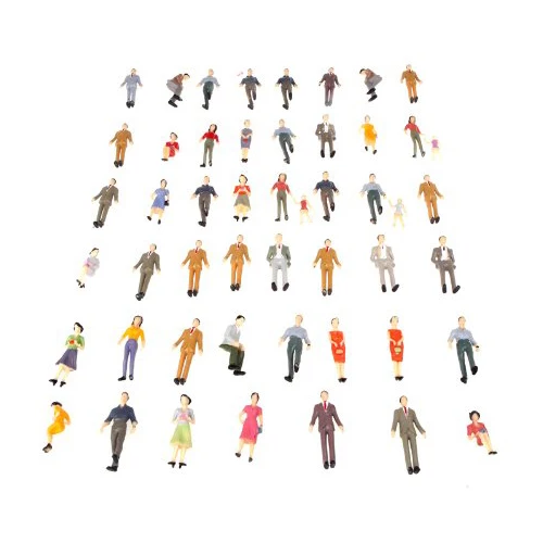 

MYMF 50pcs G Scale 1:30 Mix Painted Model People Train Park Street Passenger Figures