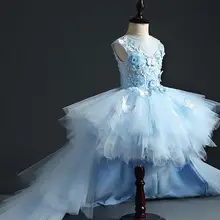 Высококачественное платье с цветочным узором для девочек для свадебной вечеринки Длинные платья принцессы с цветочным рисунком и бусинами; вечернее платье для первого причастия для девочек