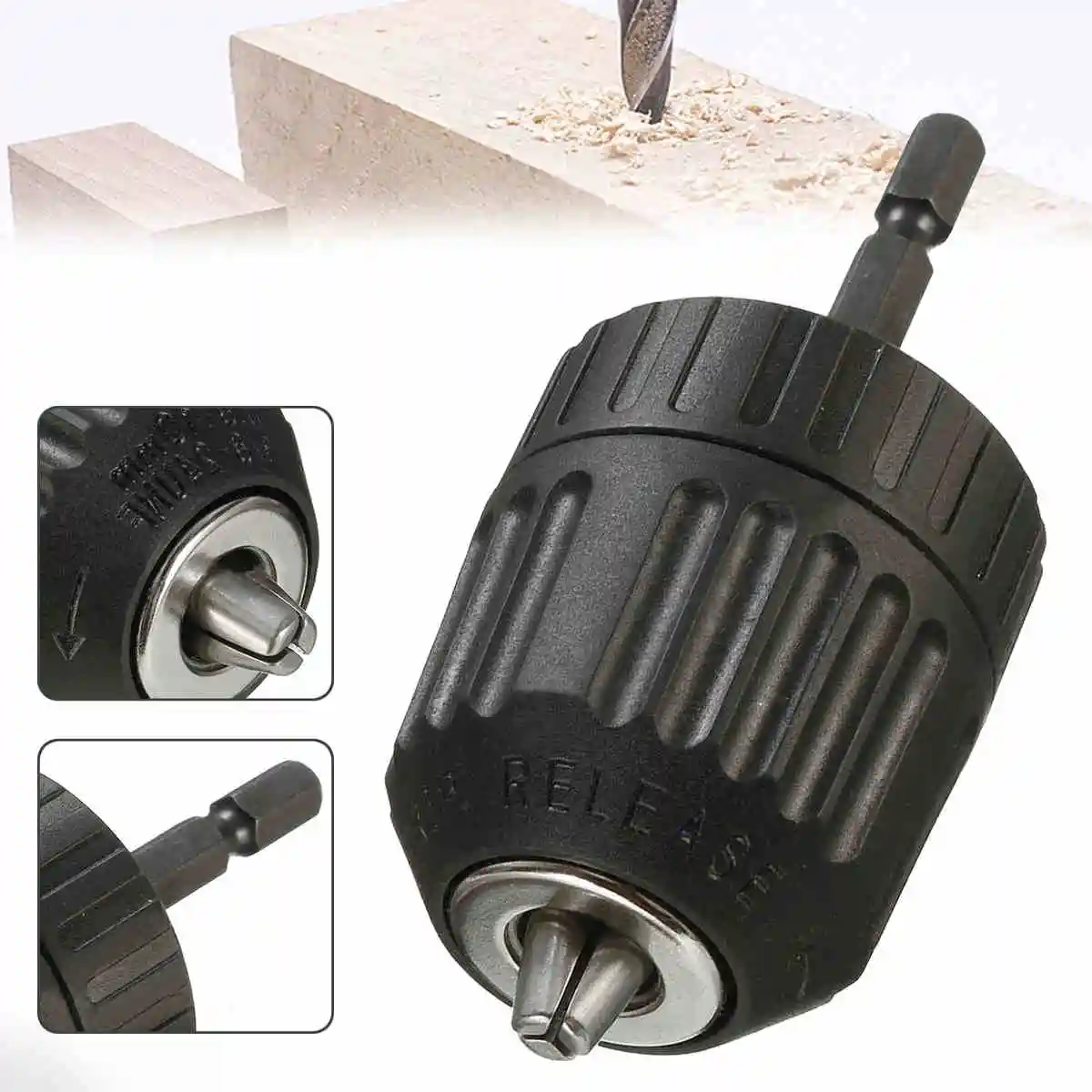 

1pc Keyless Chuck Driver Hex Shank Screwdriver to Drill Converter 1/4'' HEX to 3/8'' accessories