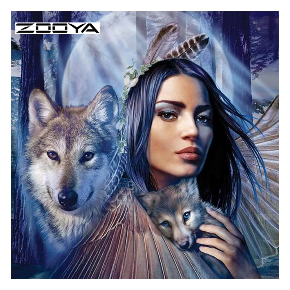 ZOOYA Алмазная картина животное волк женщина вышивка полный пакет 3D DIY Декор Из