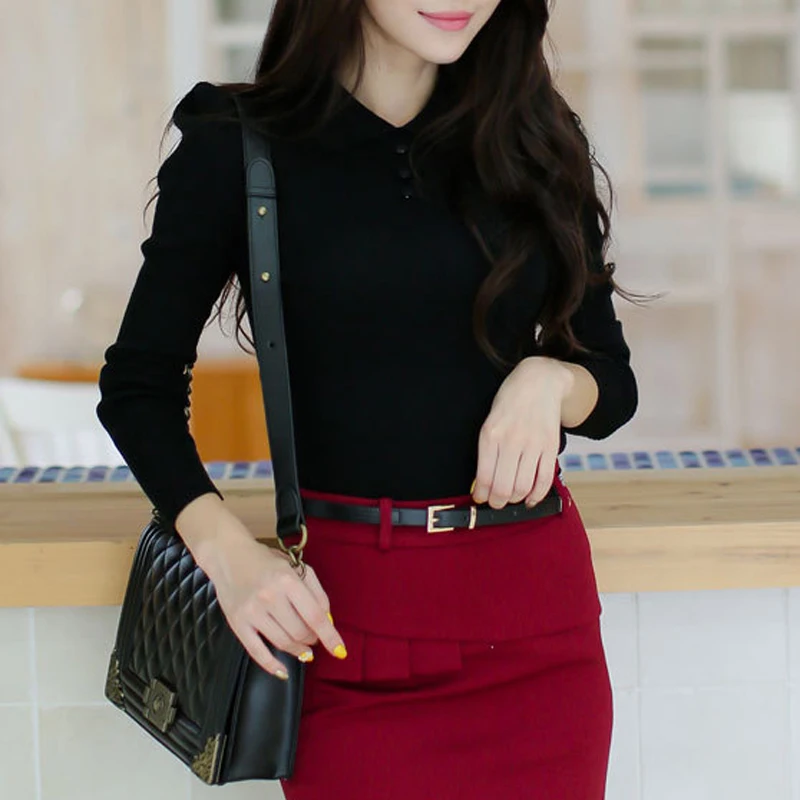 Tanie Fashion Casual jesień zima dzianiny damskie swetry i swetry jednolita, z guzikami praca biuro sweter Slim Sueter Mujer