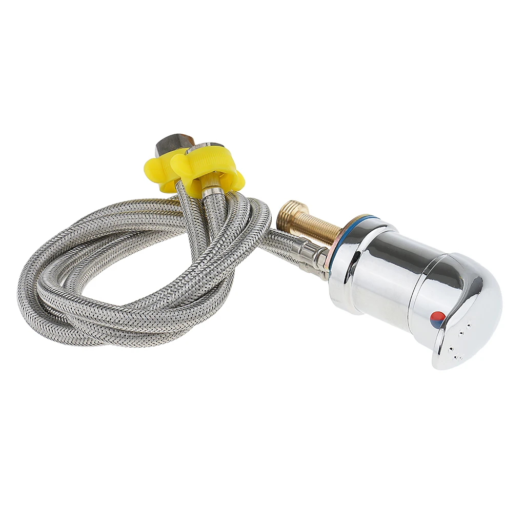 Hot Cold Faucet with Spray Hose Replacement Part Set for Spa Beauty Salon Shampoo Bowl Sink - 60cm/70cm/80cm