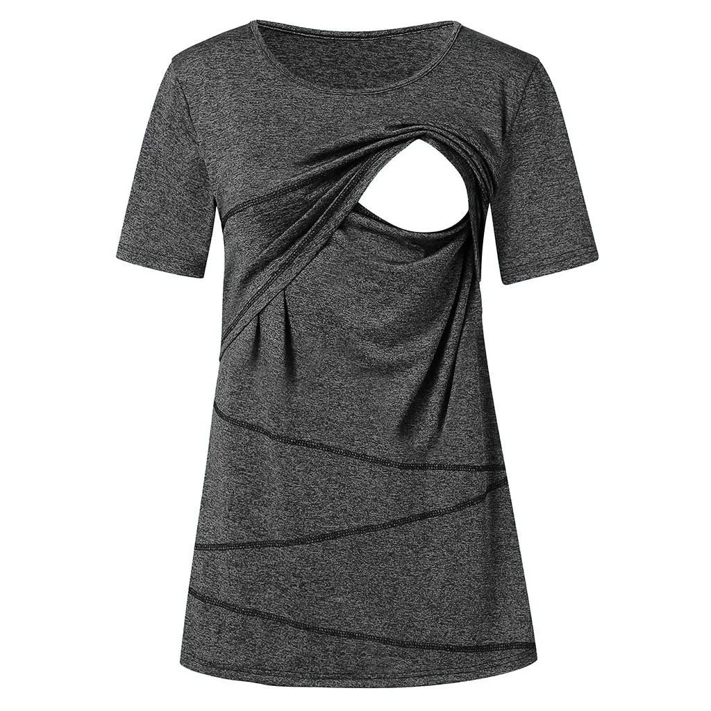 Для женщин для беременных Костюмы футболки для кормления Shortr рукавом Повседневное Топ Блузка для кормления грудью для беременных Для женщин одежда#30