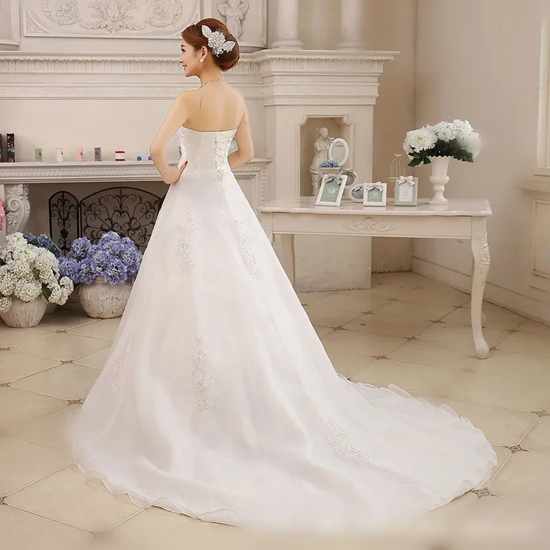 Vestidos De Novia белые свадебные платья без бретелек с рюшами и вышивкой из бисера Элегантные Свадебные платья с коротким шлейфом Gelinlik